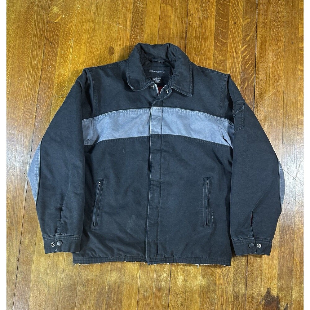 Transnine Black & Gray Cotton Jacket Mens Size Medium Coat Long Sleeve
